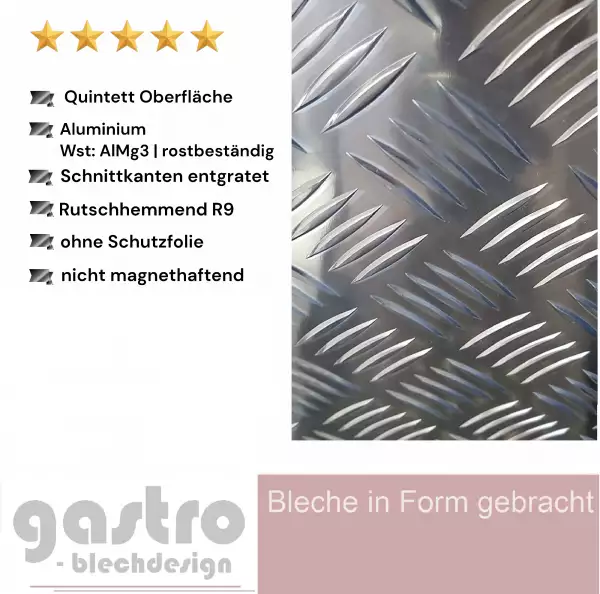 Alu Riffelblech Tränenblech Quintett rutschhemmend